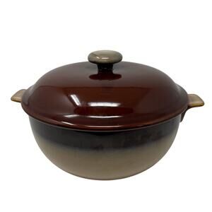 Sango Splash Brown 4951 Stoneware 3 Qt Covered Casserole Dutch Oven